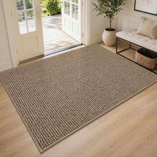BEQHAUSE Dirt Trapper Door Mat 48" x 72", Non-Slip Washable Doormats, Beige by BEQHAUSE