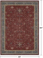 5x7 Boho Dark Red Rug for Living Room - Vintage Oriental Revival Low-Pile Carpet for Bedroom, Dining Table, Home Office, Machine Washable Area Rug Non-Slip with Rubber Back - Image 2