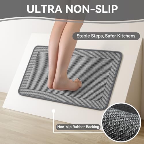 Kitchen Rugs Set of 2, Kitchen Mats for Floor,17x30+17x47 Grey - Image 3