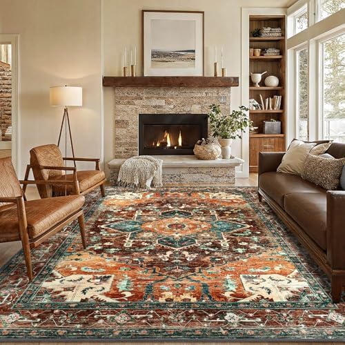 Yamaziot 6x9 Large Area Rug, Non-Slip Washable Boho Living Room Rug by Yamaziot