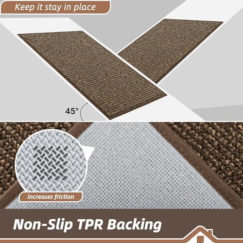 BEQHAUSE Dirt Trapper Door Mat 32" x 72", Non-Slip Washable Doormats, Brown - Image 6