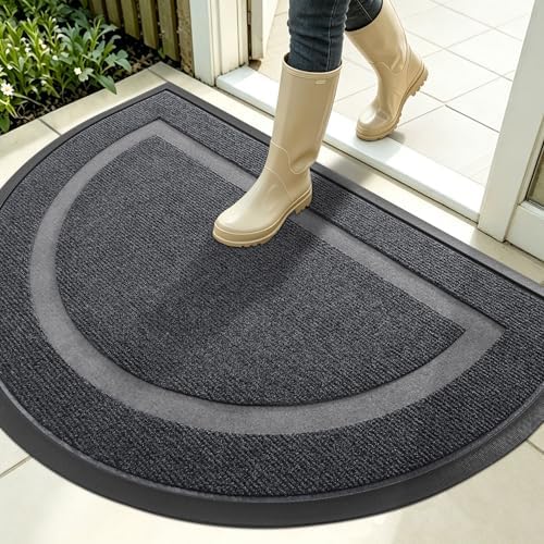 OLANLY Half Circle Front Door Mat Outside 35x23 All-Season Rubber Doormat by OLANLY