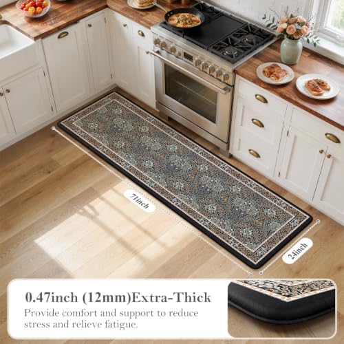Collive Kitchen Mats for Floor Black Gray/Mulit Kitchen Rugs, 24''x71'' - Image 2