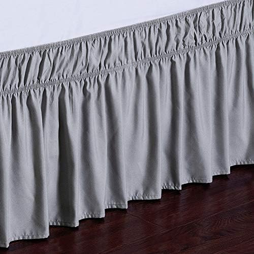 MEILA Wrap Around Elastic Bed Skirt for Twin & Full Beds, 24" Drop, Grey - Image 3