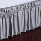MEILA Wrap Around Elastic Bed Skirt for Twin & Full Beds, 24" Drop, Grey - Image 3