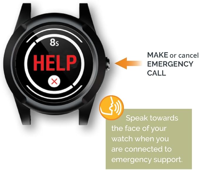 Connected Caregiver Safety+ 4G Medical Alert System for Seniors: Smart Watch, Fall Detection, 24/7 Monitor, WiFi Locate, SOS Button, Small, Lightweight, (Call to Activate)