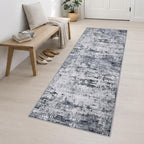 3x10 Washable Runner Rug：Modern Abstract Kitchen Soft Carpet Grey - Image 3
