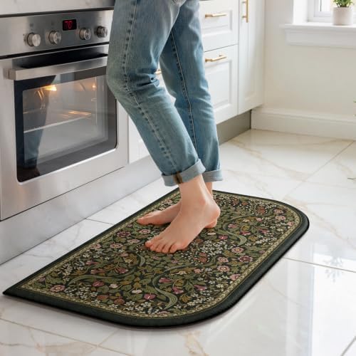 Collive Kitchen Mats for Floor Olive Green Half-Moon Rug, 17.3"x29.5" by Collive