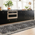 3x12 ft Long Hallway Runner Rug - Non-Slip Washable Soft Kitchen Rug with Rubber Backing,Boho Floral Low Pile Floor Carpet Runner for Entryway,Bedroom,Living Room（Black,3x12） - Image 4