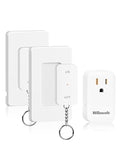 Remote Control Outlet with Two Switches, WILAWELS Wireless Light Switch with Magnetic Base, On Off Remote Outlet Switch, 100ft RF Range, 15A/1875W, Pre-Programmed, FCC Listed W10RC2106