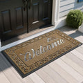 Yimobra Welcome Mat, Heavy Duty Sturdy Door Mats for Home Entrance Outdoor Indoor, Front Doormat for Outside Patio Floor Entry Porch Garage Office, Waterproof, Low Profile, 47 x 24, Beige Brown by Yimobra