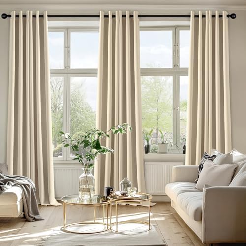 MIULEE Blackout Curtains for Bedroom 2 Panels 40 x 90 Inch Long Cream Beige - Image 6