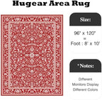 HUGEAR 8x10 Christmas Red Floral Washable Area Rug for Living Room - Image 2