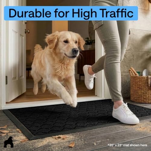 GORILLA GRIP WeatherMAX Door Mat, Indoor Outdoor, 29x17, Black Quatrefoil - Image 6