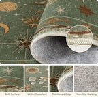 Vacuum-Friendly, 2x3 Washable Area Rug, Green Brown - Image 3
