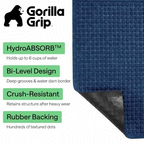 GORILLA GRIP® HydroABSORB Door Mat for Indoor Outdoor Use, 47x35 Blue - Image 3