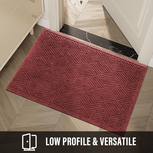 HIYARD Durable Front Door Mat, Absorbent Muddy Dirt Resist Welcome Door Mats Outdoor Indoor, Stain and Fade Resistant, Non-Slip Rubber Backing Low Profile Doormat for Entryway, 60×36, Red - Image 6