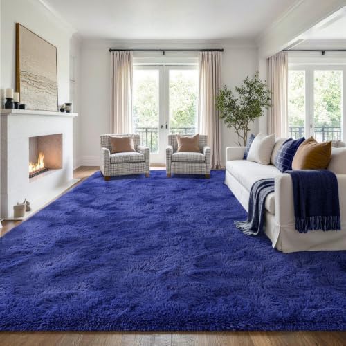 Noahas 8x10 Extra Large Royal Blue Fluffy Area Rug Non-Slip for Living Room - Image 3