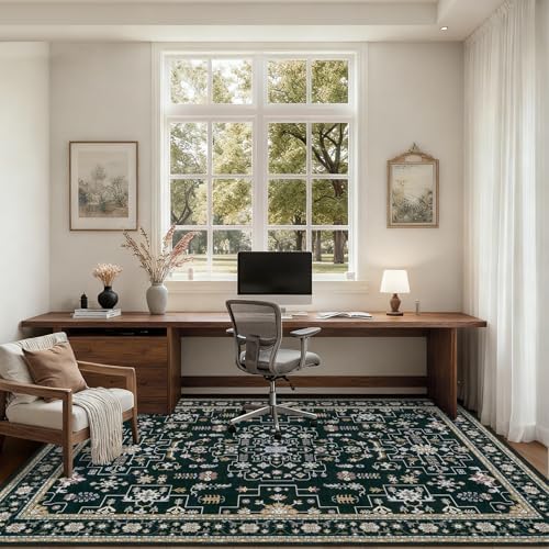 6x9 Area Rugs Living Room: Washable Vintage Rug for Bedroom Black - Image 6