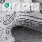 Lofus 9x12 Area Rugs for Living Room Bedroom, Soft Boho Carpet Floral Grey - Image 4