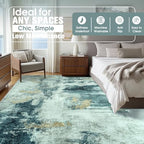 Aelenmu 10x14 Area Rugs for Living Room Washable Dining Room Teal Grey Gold - Image 2