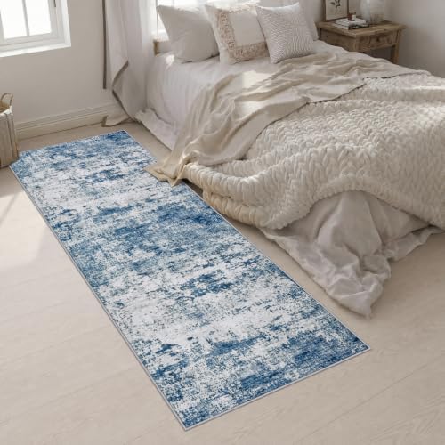 3x10 Washable Runner Rug：Modern Abstract Kitchen Soft Carpet Blue - Image 4