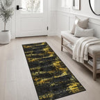 2x5 Washable Runner Rug：Modern Abstract Soft Carpet Black Gold - Image 3