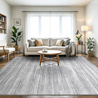 Chicrug 4x6 Grey Washable Striped Abstract Area Rug for Bedroom Living Room - Image 3