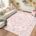 RELEANY Washable Area Rug, Square 8'x8', Pink by RELEANY
