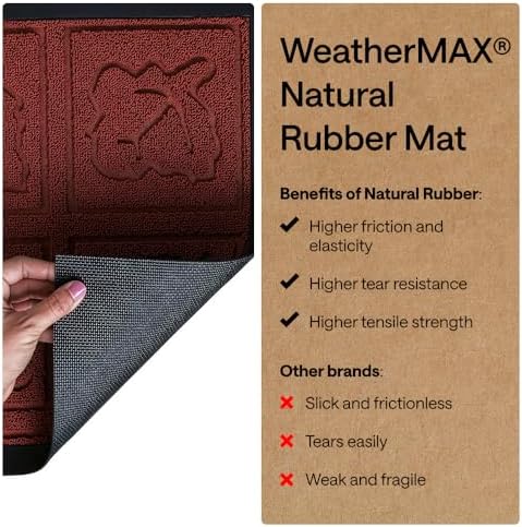 GORILLA GRIP WeatherMAX Door Mat, Indoor Outdoor, 29x17, Burgundy Leaves - Image 6