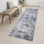 2.6x10 Washable Runner Rug:Modern Abstract Indoor Soft Carpet Grey - Image 3