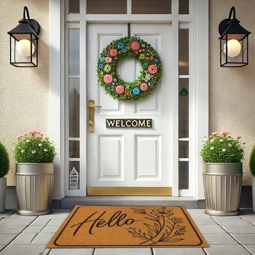 Outdoor Rug Door Mat, Welcome Mat, Non-Slip Entrance Mat, Stylish Front Door Mat, Entryway Rug, 19"x31", 7.HelloFlower - Image 2