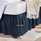 Amazon Basics Lightweight Ruffled Bed Skirt, Classic Style, Machine Washable, Fade and Wrinkle Resistant, 100% Microfiber with 16" Drop, Queen, Navy Blue - Image 6