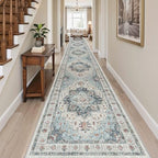 Madane Hallway Runner Rug 3x20 Washable Kitchen Runners 20ft, Blue - Image 3
