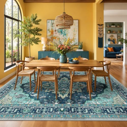 RELEANY Washable Area Rug, 6'x9', Teal - Image 2