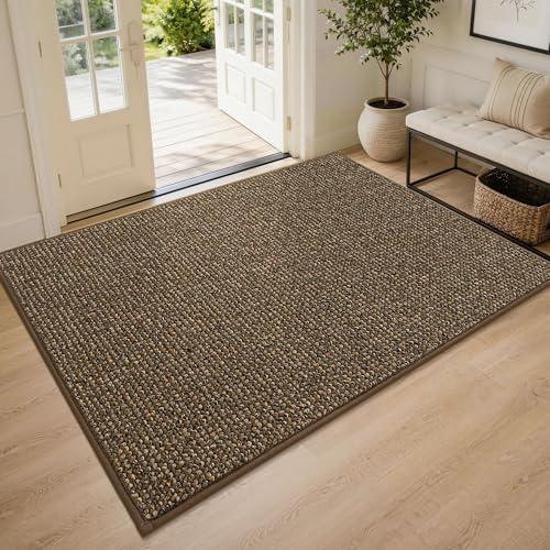 BEQHAUSE Dirt Trapper Door Mat 48" x 72", Non-Slip Washable Doormats, Brown by BEQHAUSE