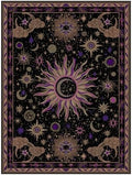 Vacuum-Friendly, Square 8ft Washable Area Rug, Black Purple Beige by meejou