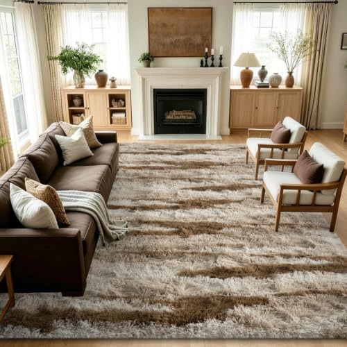 8x10 Extra Large Khaki Fluffy Area Rug Non-Slip for Living Room Bedroom - Image 2