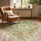 RELEANY Washable Area Rug, Square 4'x4', Brick/Brown/Green - Image 2