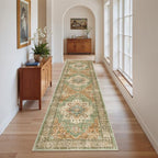Madane Washable Hallway Runner Rug 2x8 Kitchen Runners, Brick/Brown/Green - Image 4