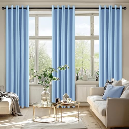 MIULEE Blackout Curtains for Bedroom 2 Panels 40 x 84 Inch Long Sky Blue - Image 6