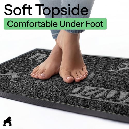 GORILLA GRIP WeatherMAX Door Mat, Indoor Outdoor Use, 35x23, Black Paw - Image 7