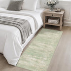 2x5 Washable Runner Rug：Modern Abstract Soft Carpet Green Cream - Image 4