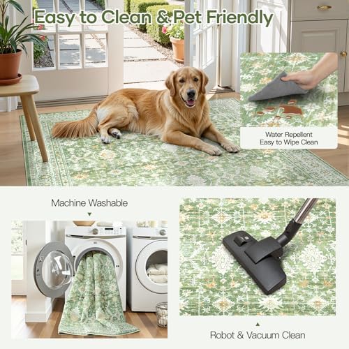 3x5 Area Rugs for Entryway, Non-Slip Washable Rug for Kitchen, Light Green - Image 6