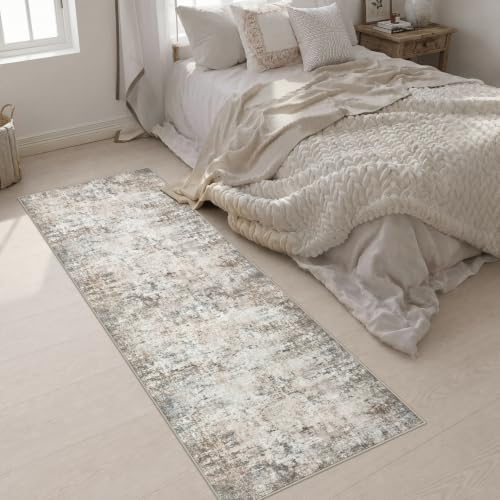 2.6x8 Washable Runner Rug：Modern Abstract Kitchen Soft Carpet Brown - Image 4