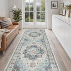 Madane Hallway Runner 3x8, Kitchen Rugs Washable Entry Rug, Blue - Image 3