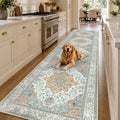 RELEANY Washable Area Rug, Runner 3'x12', Beige/Carbon Grey/Orange by RELEANY