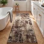 Runner Rug for Kitchen Coffee Hallways Runner Rug Non Slip 2'6''x8' Washable Brown Long Runner Rugs with Rubber Backing Soft Abstract Carpet Runner for Entryway, Kitchen, Bedroom, Bathroom - Image 3