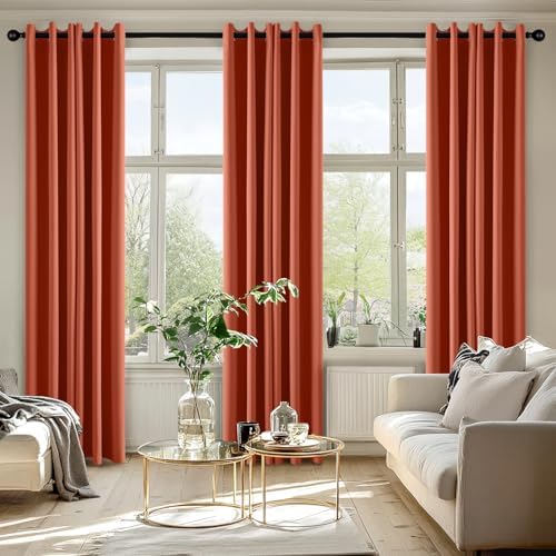 MIULEE Fall Blackout Curtains for Bedroom 2 Panel 40"x84" Long Burnt Orange - Image 6