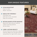 Large Burgundy 3x12 Long Runner Rug for Hallway - Washable Kitchen Rug, Low Pile Thin Carpet for Bedroom Bedside, Foyer, Non Slip Unique Bohemian Red Décor - Image 6